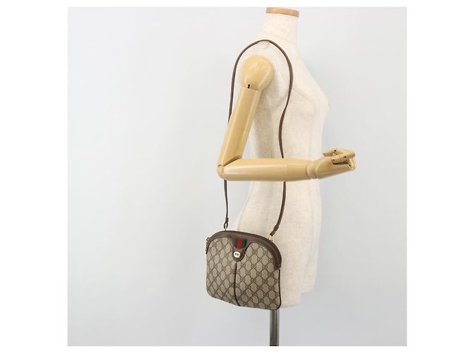 GUCCI GG Supreme Shoulder Bag PVC Leather Beige Gold - vista 22