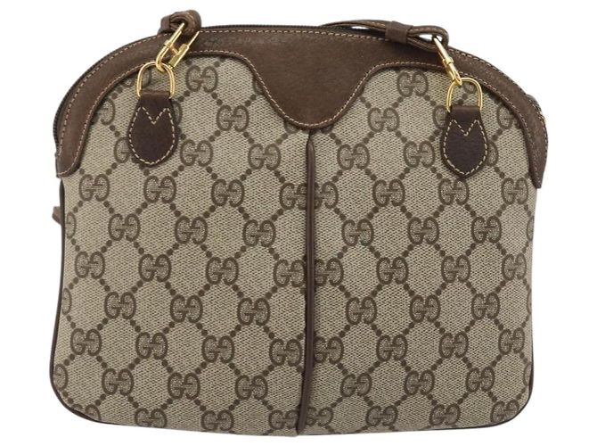 GUCCI GG Supreme Shoulder Bag PVC Leather Beige Gold - vista 3