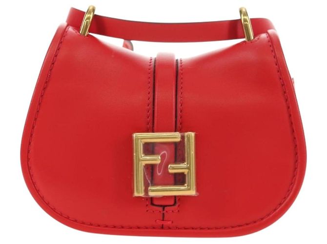 FENDI C'mon Small Shoulder Bag Leather Red Gold - vista 13