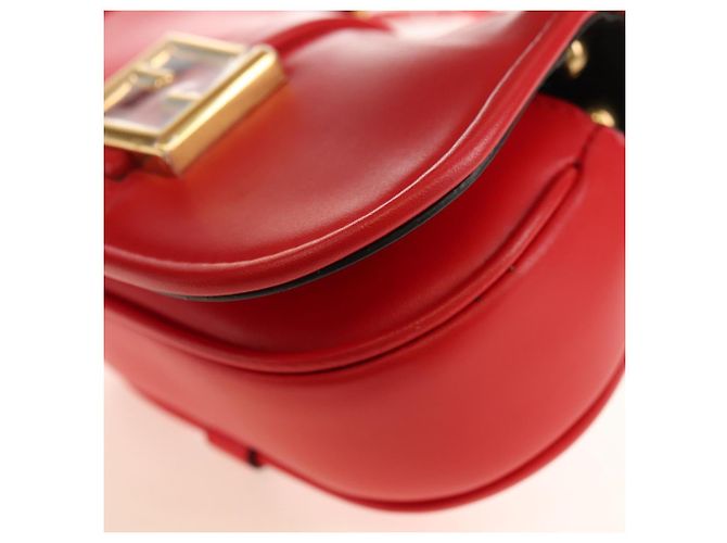 FENDI C'mon Small Shoulder Bag Leather Red Gold - vista 16