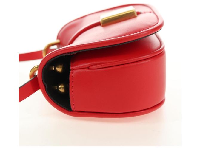 FENDI C'mon Small Shoulder Bag Leather Red Gold - vista 3