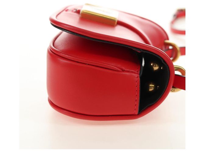 FENDI C'mon Small Shoulder Bag Leather Red Gold - vista 4