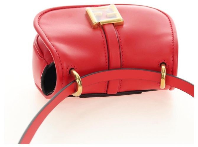 FENDI C'mon Small Shoulder Bag Leather Red Gold - vista 6