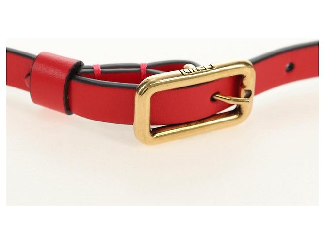 FENDI C'mon Small Shoulder Bag Leather Red Gold - vista 8