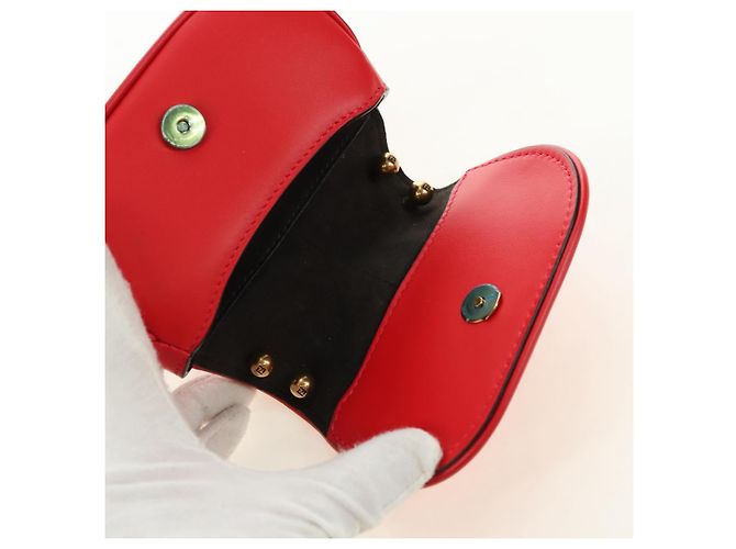 FENDI C'mon Small Shoulder Bag Leather Red Gold - vista 9