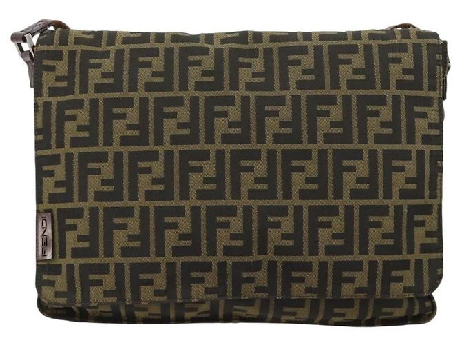 FENDI Zucca Canvas Shoulder Bag Black Brown - vista 13