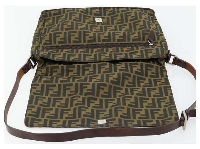 FENDI Zucca Canvas Shoulder Bag Black Brown - vista 17