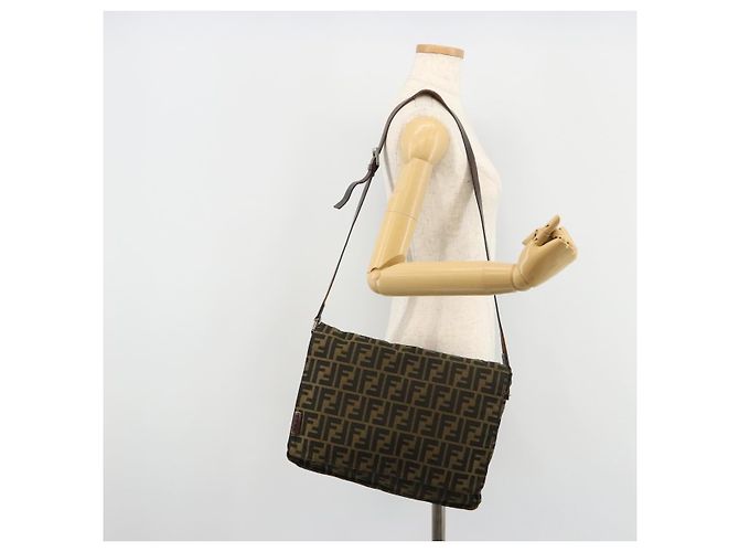 FENDI Zucca Canvas Shoulder Bag Black Brown - vista 24