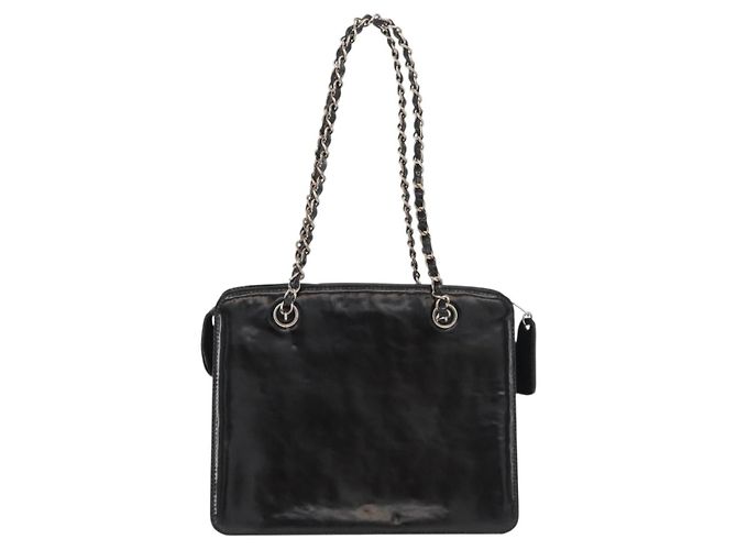 CHANEL Matelasse Chain Hand Bag Patent leather Black Silver CC - vista 2