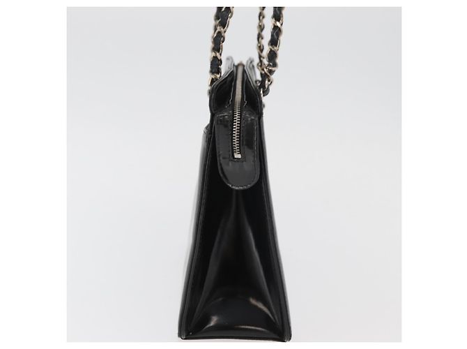 CHANEL Matelasse Chain Hand Bag Patent leather Black Silver CC - vista 3