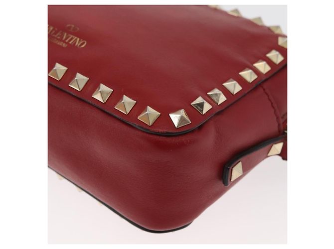 VALENTINO Rock Studs Shoulder Bag Leather Red Gold - vista 14