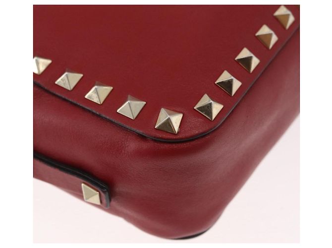 VALENTINO Rock Studs Shoulder Bag Leather Red Gold - vista 15