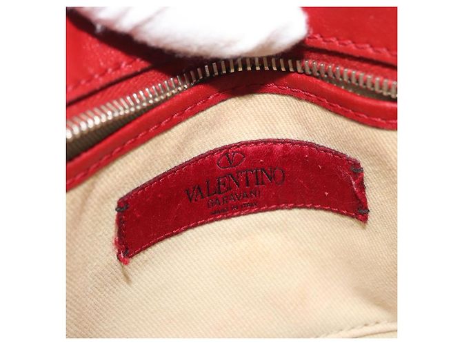 VALENTINO Rock Studs Shoulder Bag Leather Red Gold - vista 18