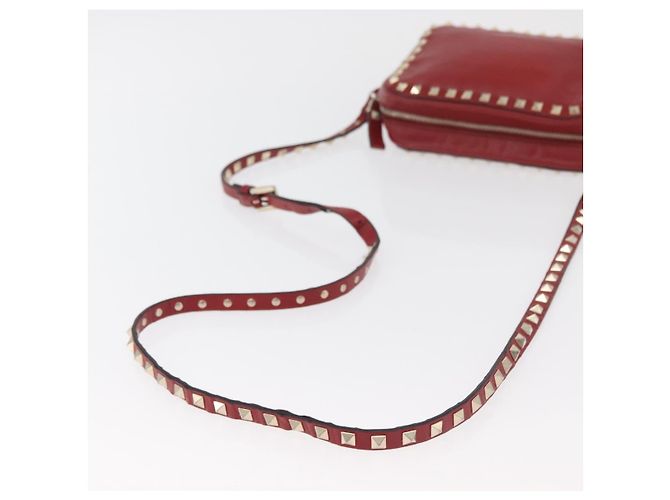 VALENTINO Rock Studs Shoulder Bag Leather Red Gold - vista 7