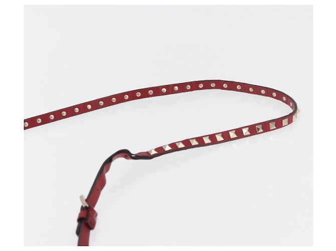 VALENTINO Rock Studs Shoulder Bag Leather Red Gold - vista 8