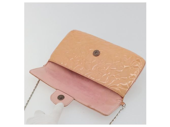 CHANEL Chain Shoulder Bag Patent Leather Pink Silver CC - vista 17