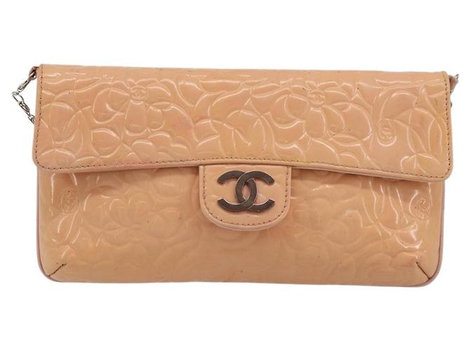 CHANEL Chain Shoulder Bag Patent Leather Pink Silver CC - vista 2
