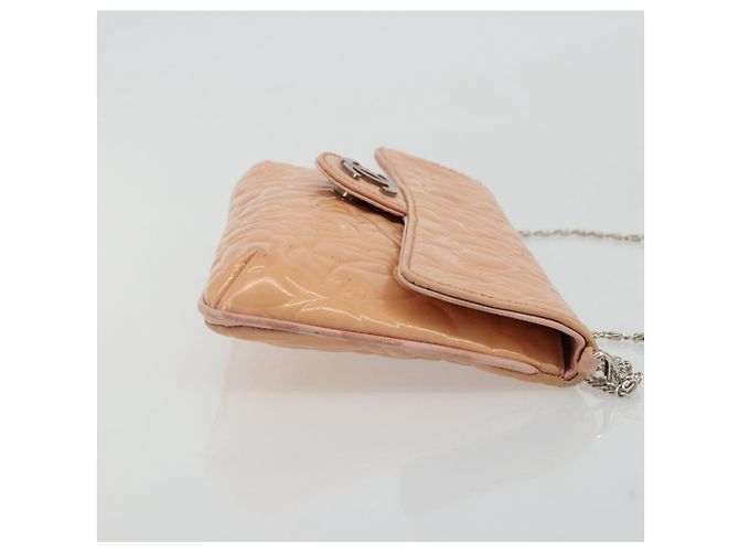 CHANEL Chain Shoulder Bag Patent Leather Pink Silver CC - vista 4