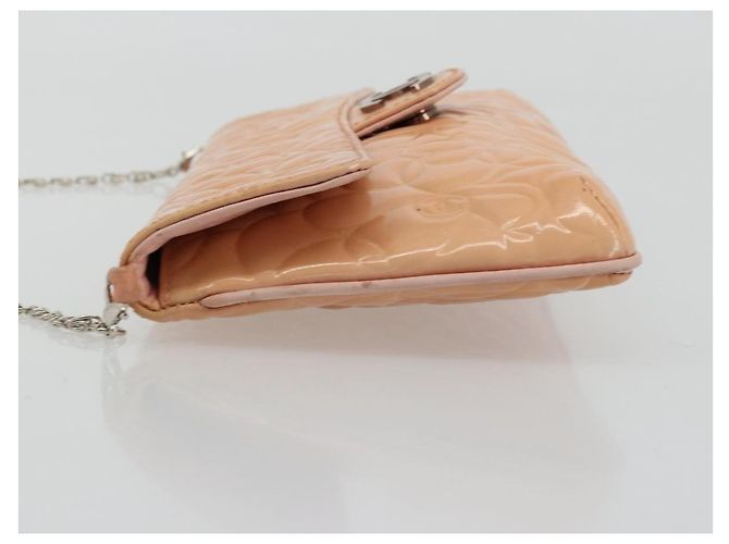CHANEL Chain Shoulder Bag Patent Leather Pink Silver CC - vista 5