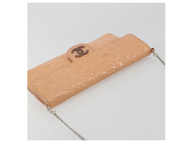 CHANEL Chain Shoulder Bag Patent Leather Pink Silver CC - vista 6
