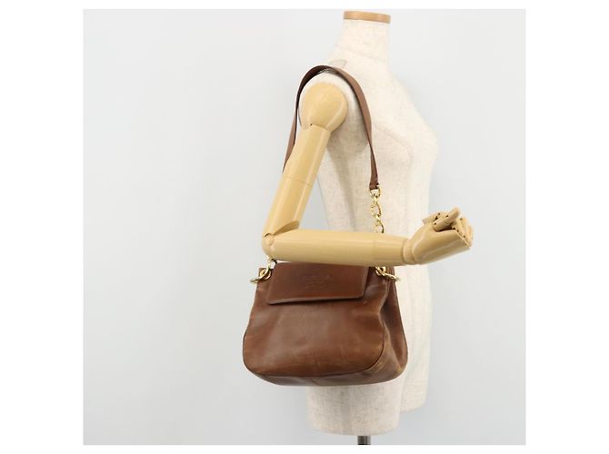 PRADA Shoulder Bag Leather Brown Gold - vista 22