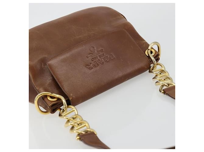PRADA Shoulder Bag Leather Brown Gold - vista 6