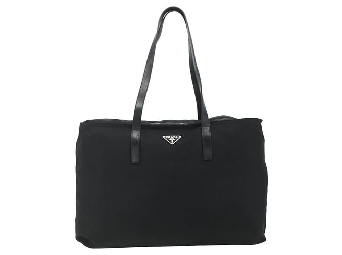PRADA Tote Bag Nylon Black Silver - vista 2