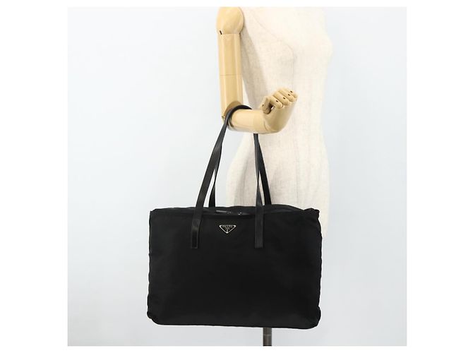 PRADA Tote Bag Nylon Black Silver - vista 24