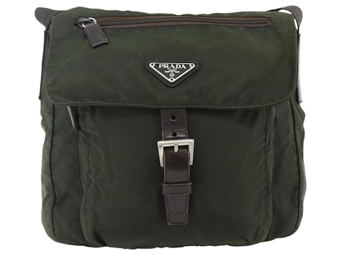 PRADA Shoulder Bag Nylon Khaki Silver - vista 2