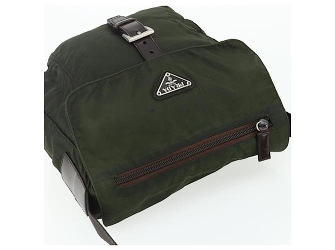 PRADA Shoulder Bag Nylon Khaki Silver - vista 6