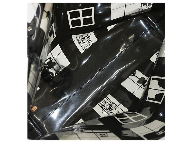 CHANEL Windows Line Chain Shoulder Tote Bag Vinyl Black Silver CC - vista 17