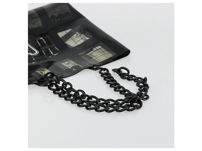 CHANEL Windows Line Chain Shoulder Tote Bag Vinyl Black Silver CC - vista 7