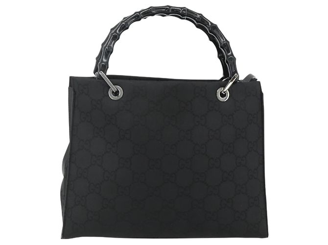 GUCCI Bamboo GG Canvas Hand Bag 2way Black Silver 002 1016 - vista 2