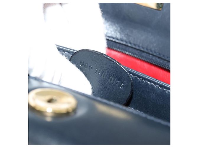 GUCCI Bamboo Hand Bag Leather Navy Gold - vista 24