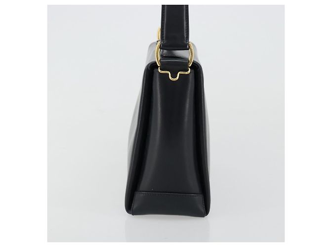 GUCCI Bamboo Hand Bag Leather Navy Gold - vista 4
