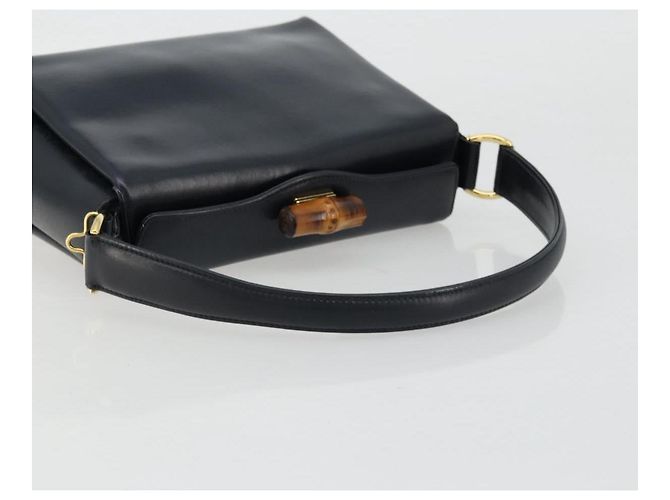 GUCCI Bamboo Hand Bag Leather Navy Gold - vista 7