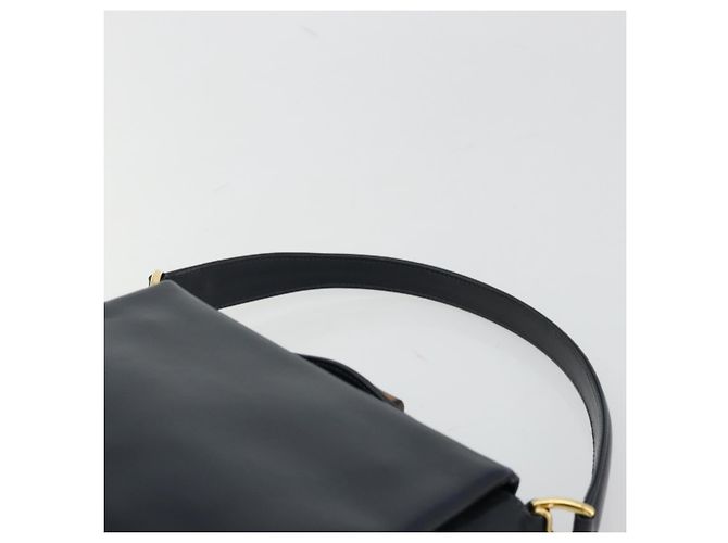 GUCCI Bamboo Hand Bag Leather Navy Gold - vista 8