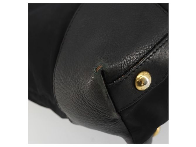PRADA Tote Bag Nylon Leather Black Gold - vista 14