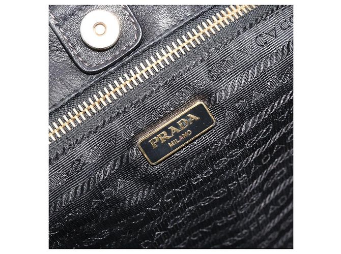 PRADA Tote Bag Nylon Leather Black Gold - vista 18
