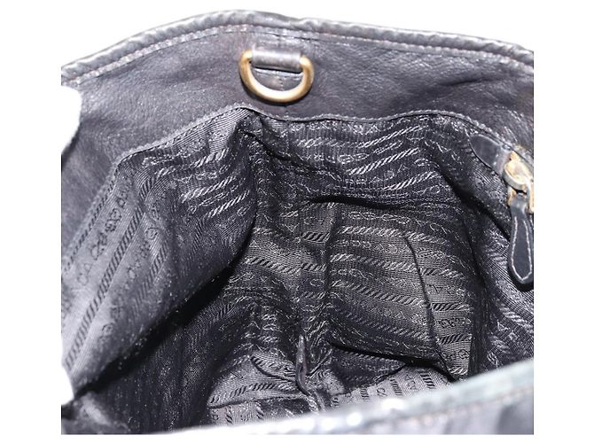 PRADA Tote Bag Nylon Leather Black Gold - vista 20