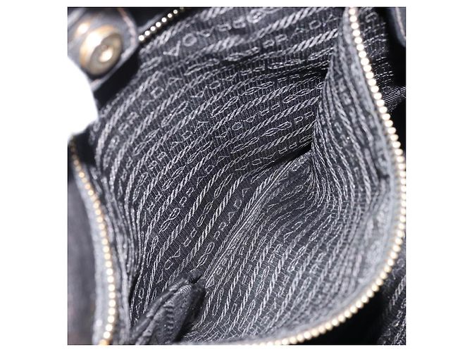 PRADA Tote Bag Nylon Leather Black Gold - vista 22