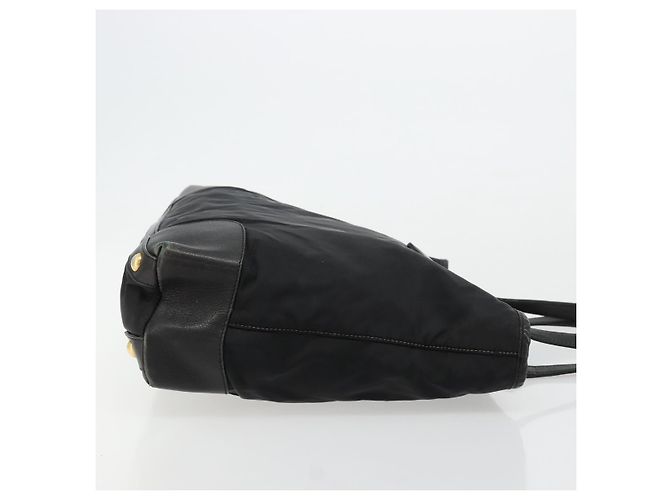 PRADA Tote Bag Nylon Leather Black Gold - vista 3
