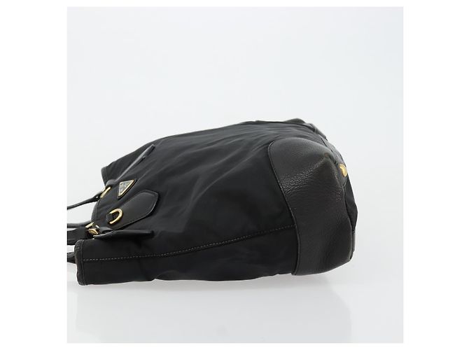 PRADA Tote Bag Nylon Leather Black Gold - vista 4