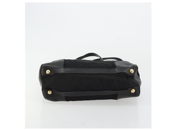 PRADA Tote Bag Nylon Leather Black Gold - vista 5