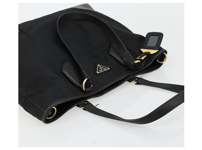 PRADA Tote Bag Nylon Leather Black Gold - vista 6