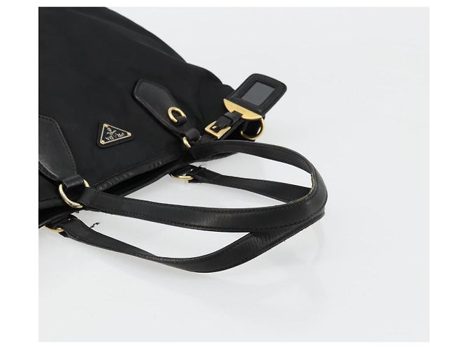 PRADA Tote Bag Nylon Leather Black Gold - vista 7