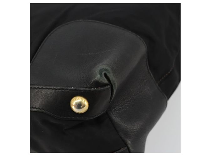PRADA Tote Bag Nylon Leather Black Gold - vista 9