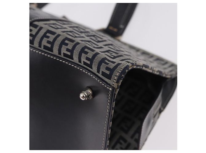 FENDI Zucchino Canvas Hand Bag Navy Silver - vista 13