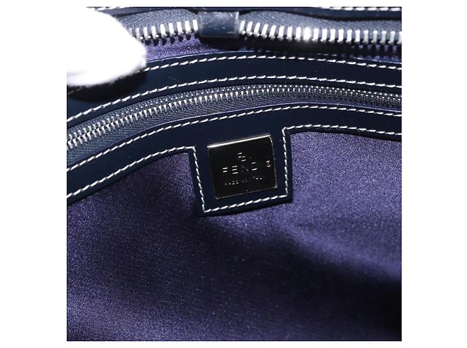 FENDI Zucchino Canvas Hand Bag Navy Silver - vista 15