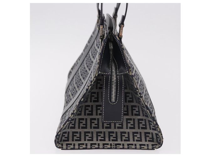 FENDI Zucchino Canvas Hand Bag Navy Silver - vista 5